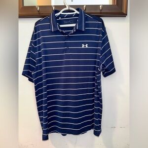 Under Armour Men's Navy Striped Golf Polo Shirt Size XL